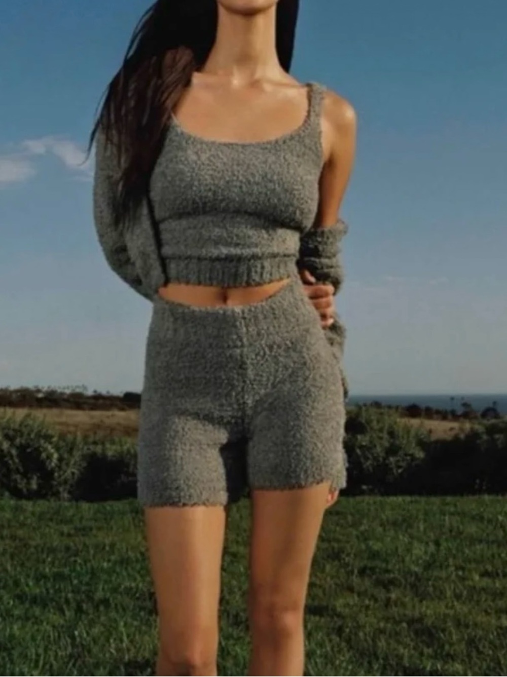 * SKIMS Cozy knit Two-Piece Knit Lounge Set in smokeout size S/M